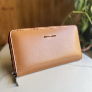 Tan Claudia Canova Large Zip Around Wallet